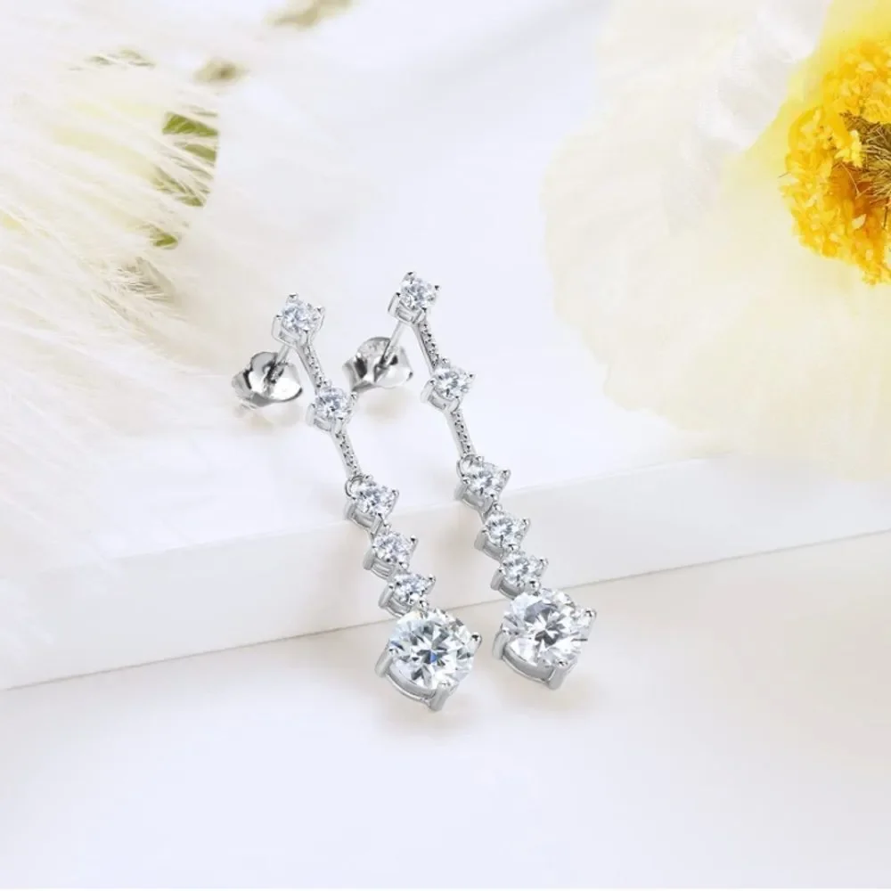 18k Certified 3 carat Vintage Diamond Moissanite Earrings